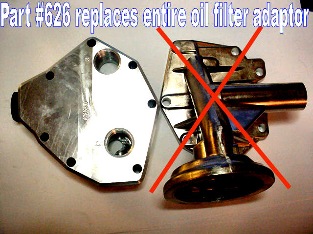 #626 Oil filter relocation end plate AMC V8